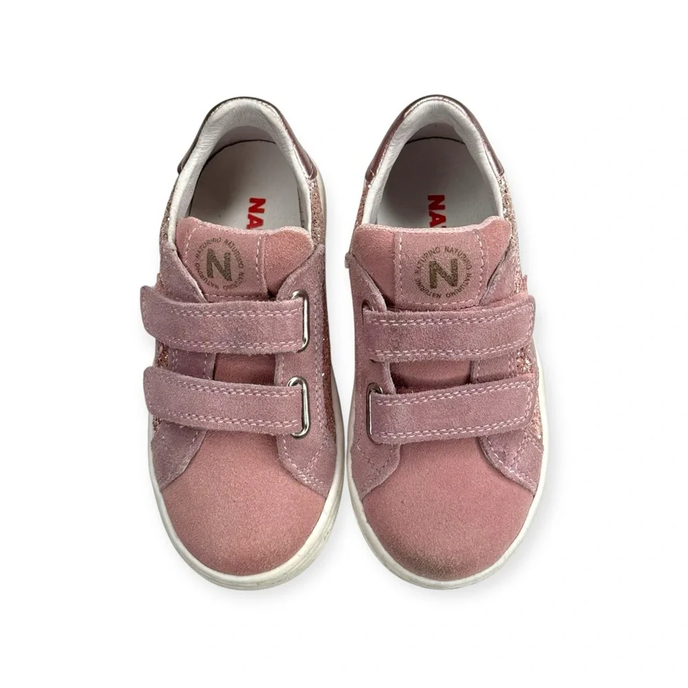 Naturino ★ Pinn VL Glitter Star Italian Suede Sneaker ★ Pink ★ Toddler 8M 25 ★ - Picture 10 of 16